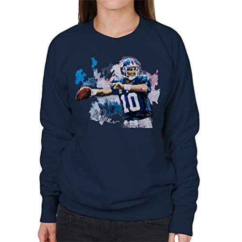 VINTRO Eli Manning Giants - Sudadera para mujer, diseño de retrato original por Sidney Maurer Azul Oxford azul marino. M