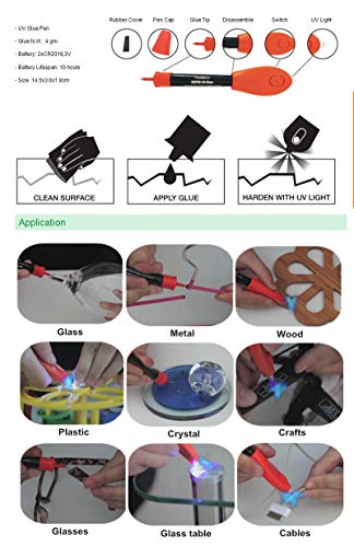 Visbella 5 segundos Fix líquido plástico soldadura UV luz reparación pluma curado pegamento UV gel sello cualquier cosa cerámica joyería cable acrílico (orange-2p)