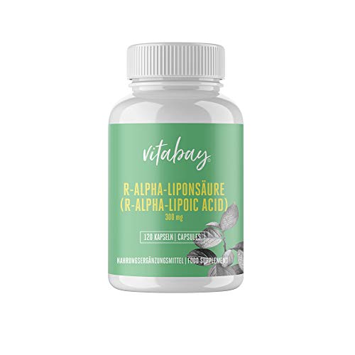 Vitabay R-Alpha Lipera Acid (300 mg/120 cápsulas) • Ácido R Alpha Lipoico con ácido tioctico • Alta concentración, alta biodisponibilidad Complemento alimentario de alta calidad