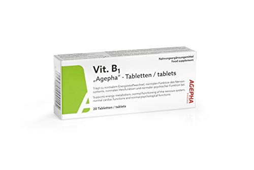 Vitamina B1 AGEPHA PHARMA | Tabletas de Tiamina de Alta Dosis de 200mg para el Dolor, Desórdenes Nerviosos, Memoria y Concentración | Tabletas Veganas