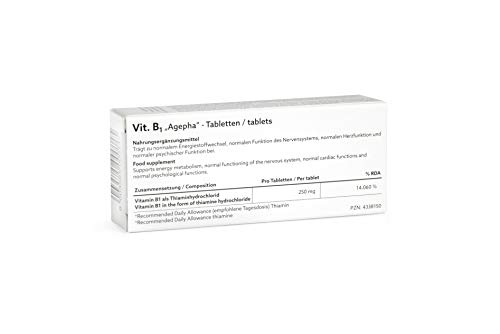 Vitamina B1 AGEPHA PHARMA | Tabletas de Tiamina de Alta Dosis de 200mg para el Dolor, Desórdenes Nerviosos, Memoria y Concentración | Tabletas Veganas