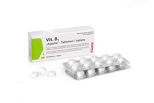 Vitamina B1 AGEPHA PHARMA | Tabletas de Tiamina de Alta Dosis de 200mg para el Dolor, Desórdenes Nerviosos, Memoria y Concentración | Tabletas Veganas