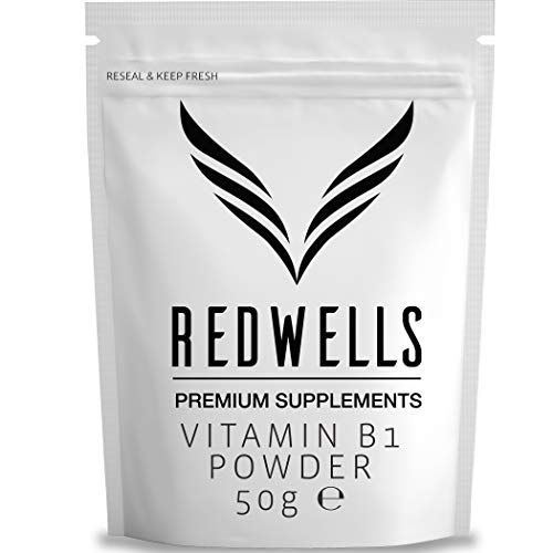 Vitamina B1 Tiamina Hcl Polvo REDWELLS Sin Aditivos Vegano - 50g Paquete