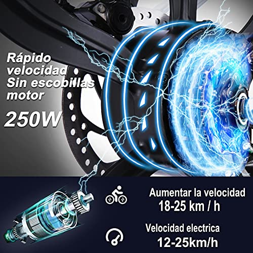 VIVI Bicicleta Electrica Plegable 250W Bicicleta Eléctrica Montaña, Bicicleta Montaña Adulto Bicicleta Electrica Plegable con Rueda Integrada de 26", Batería de, 25 km/h Velocidad MÁX