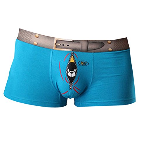 Vividda Ropa interior para hombre bajo la cintura Calzoncillos cortos Con patrón divertido Medium Azul