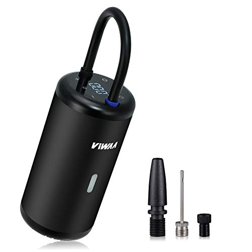 VIWAA Compresor de Aire Portátil con Batería Recargable 2600 mAh,150PSI Inflador Electrico Multifuncional para Coche, Moto, Pelotas y etc, con Pantalla LCD Digital y Linterna LED