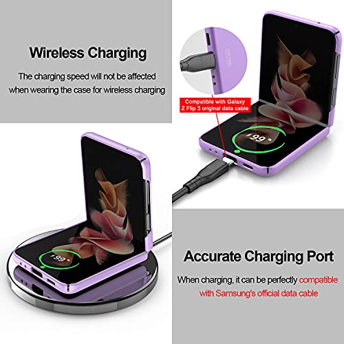 Vizvera - Funda para móvil Compatible con Samsung Galaxy Z Flip 3 Funda 2021, Funda Ultrafina Mate de policarbonato Resistente a Golpes y arañazos para Samsung Galaxy Z Flip 3 5G, de Color Violeta