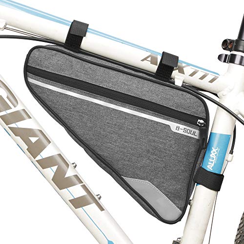 VOANZO Bolsa para bastidor de almacenamiento de bicicleta, bolsa de triángulo para bicicleta impermeable Bolsa de silla de gran capacidad para ciclismo de montaña de carretera 290 x 200 x 50 mm (gris)