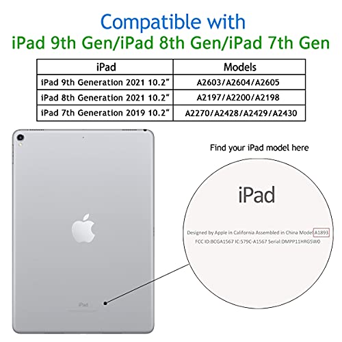 Vobafe Funda Compatible con iPad 9ª generación 2021/ iPad 8ª Generación 2020/ iPad 7ª Generación 2019, Plegable Protectora TPU Cubierta con Portalápiz para iPad 10.2", Auto-Sueño/Estela Negro