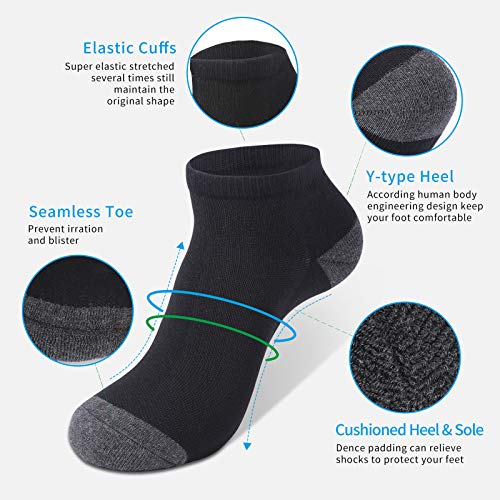 VoJoPi Calcetines Running Hombre, 5 Pares Algodon Calcetines Deporte Tobilleros, Calcetines Hombres Cortos con Anti-Rozaduras y Transpirables, para Fitness, Maratón, Tenis 39-46