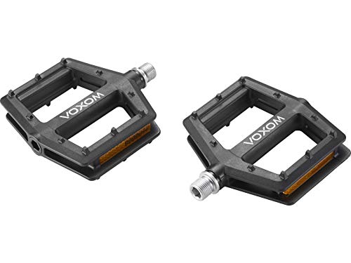 Voxom Pedales Planos Pe23 para Bicicleta de montaña, Cuerpo de plástico, Eje Boron, 7 mm, rodamientos industriales, VP-538 m
