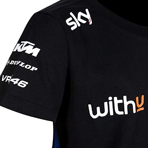 VR46 Sky Racing Team Replica Race Camiseta, Chico, Negro, 10/11