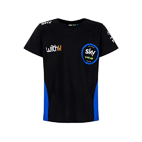 VR46 Sky Racing Team Replica Race Camiseta, Chico, Negro, 10/11