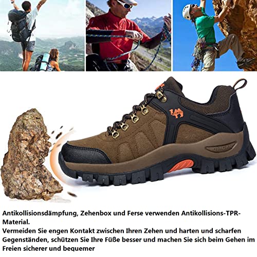 VTASQ Zapatillas Senderismo Hombre Impermeables Zapatillas Trekking Mujer al Aire Libre Botas Montaña Antideslizante Calzado Senderismo marrón 41 EU