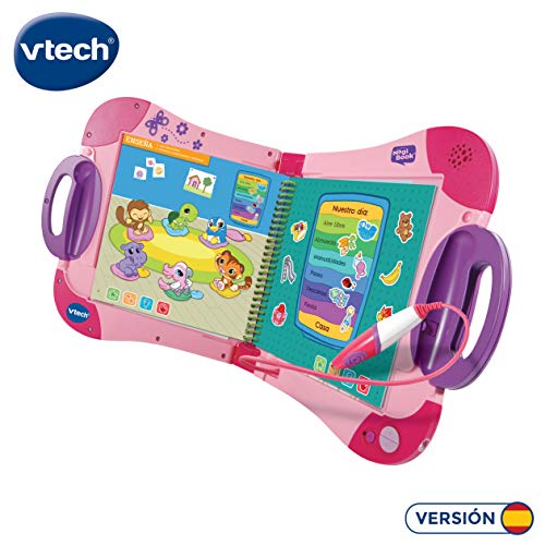 VTech - Magibook, Sistema de Aprendizaje Interactivo, desarrolla Nuevas Habilidades, ¿Qué quieres saber hoy? vocabulario, mates, ciencias, horas de entretenimiento, libros interactivos, color rosa