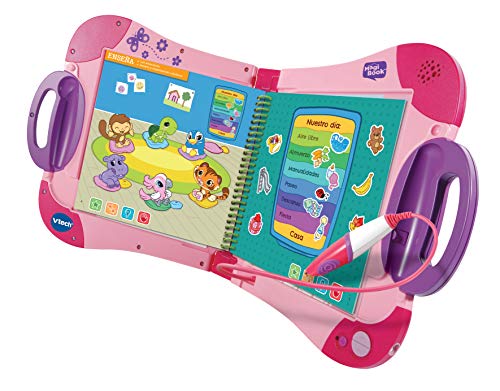 VTech - Magibook, Sistema de Aprendizaje Interactivo, desarrolla Nuevas Habilidades, ¿Qué quieres saber hoy? vocabulario, mates, ciencias, horas de entretenimiento, libros interactivos, color rosa