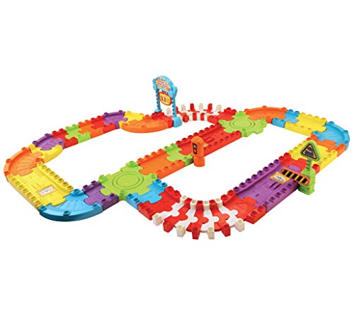 VTech Pistas con tramos Bólidos, Set de Piezas Flexibles para Formar más de 6 circuitos Diferentes, se Pueden conectar con el Resto de playsets TutTut (3480-524422), Multicolor