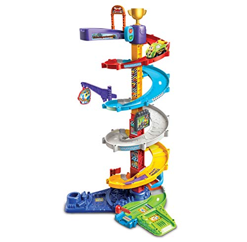 VTech Torre Supertornado TutTut Bólidos, Circuito de garaje, pistas para combinar, diferentes recorridos, espiral, incluye el vehículo Rocky el Superbólido (3480-535022)