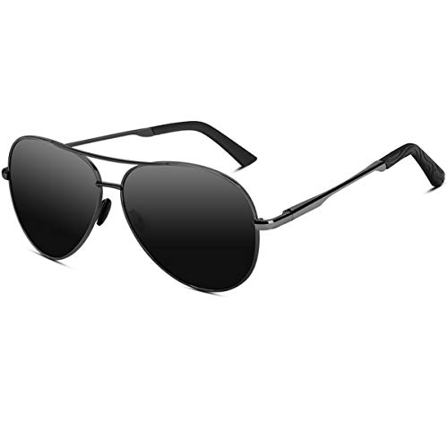 VVA Gafas de sol Hombre Polarizadas Piloto Hombres Piloto Gafas de sol Polarizadas Hombre Unisex Protección UV400 por V101 (B Negro/Gun)