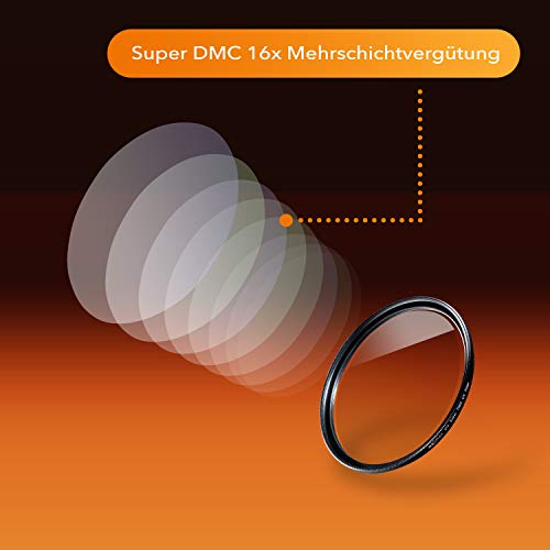 Walimex pro Filtro UV Slim Super DMC 58 mm – Filtro UV de Objetivo, Fino de Solo 2,5 mm, 16 x Super DMC, para protección de Objetivos y Colores Brillantes, con Caja