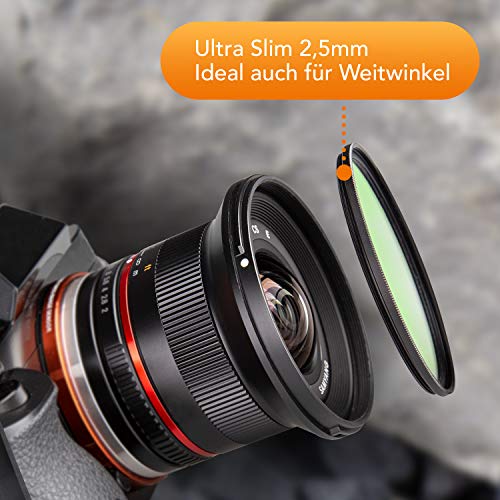 Walimex pro Filtro UV Slim Super DMC 58 mm – Filtro UV de Objetivo, Fino de Solo 2,5 mm, 16 x Super DMC, para protección de Objetivos y Colores Brillantes, con Caja