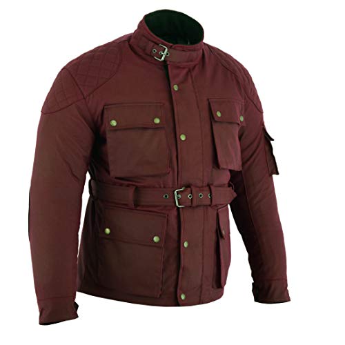 warrior gears Chaquetas de moto impermeables de algodón encerado para hombre, Sangre de buey - 7XL