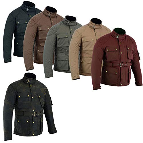 warrior gears Chaquetas de moto impermeables de algodón encerado para hombre, Sangre de buey - 7XL