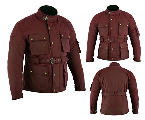 warrior gears Chaquetas de moto impermeables de algodón encerado para hombre, Sangre de buey - 7XL