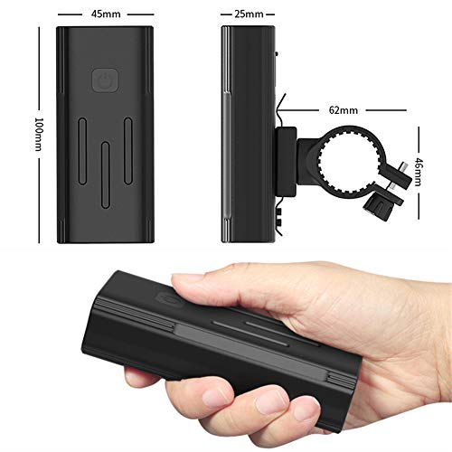 WASAGA Faro de Bicicleta, Luz Delantera de Bicicleta LED de 2400 lúmenes XML-L2,batería de 5200mAh/2400mAh,10horas/5horas de Tiempo de Trabajo,luz de Bicicleta de 3 Modos para Seguridad en Ciclismo