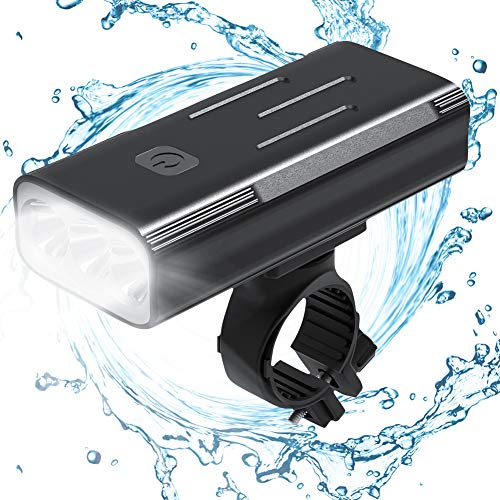 WASAGA Faro de Bicicleta, Luz Delantera de Bicicleta LED de 2400 lúmenes XML-L2,batería de 5200mAh/2400mAh,10horas/5horas de Tiempo de Trabajo,luz de Bicicleta de 3 Modos para Seguridad en Ciclismo