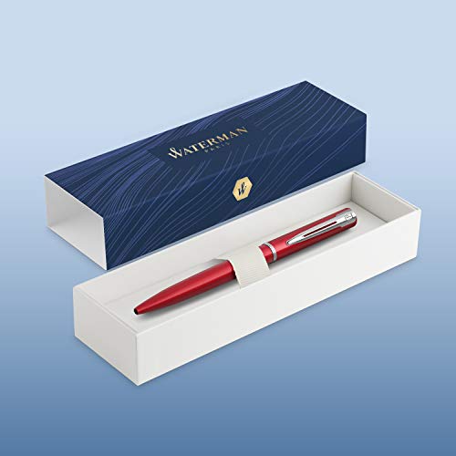 Waterman Graduate Allure bolígrafo, lacado rojo, punta mediana, tinta azul, estuche de regalo