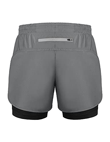 Wayleb Pantalones Cortos Deportivos Hombre Verano con Compresión Interna Pantalon Corto Deporte Hombre Transpirable Secado Rápido Shorts con Bolsillo para Correr Jogging