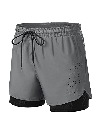 Wayleb Pantalones Cortos Deportivos Hombre Verano con Compresión Interna Pantalon Corto Deporte Hombre Transpirable Secado Rápido Shorts con Bolsillo para Correr Jogging