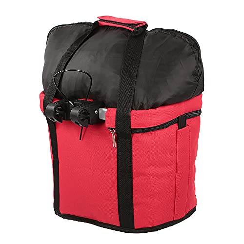 WDEC Cesta para Bicicleta, Cesta de Bicicleta Plegable Desmontable Bolso Portador de Perro Pequeño, Impermeable Cesta Delantera de Bicicleta para Porta Mascotas, Camping al Aire Libre, Picnic (Rojo)