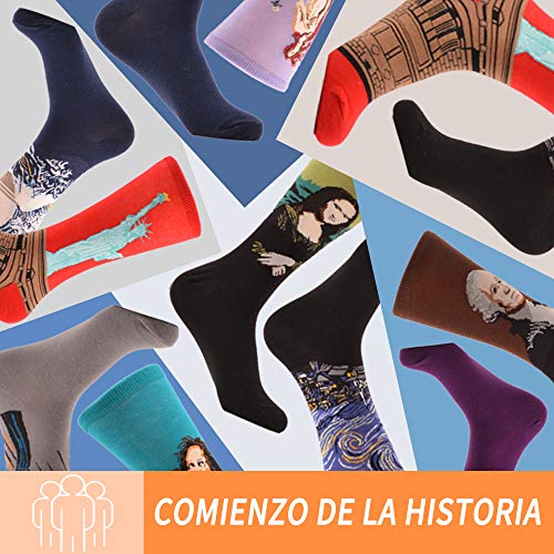 WeciBor Calcetines Hasta La Pantorrilla Para Hombre Estampados Hombres Ocasionales Calcetines Divertidos Impresos de Algodón de Pintura Famosa de Arte Calcetines de Colores de moda
