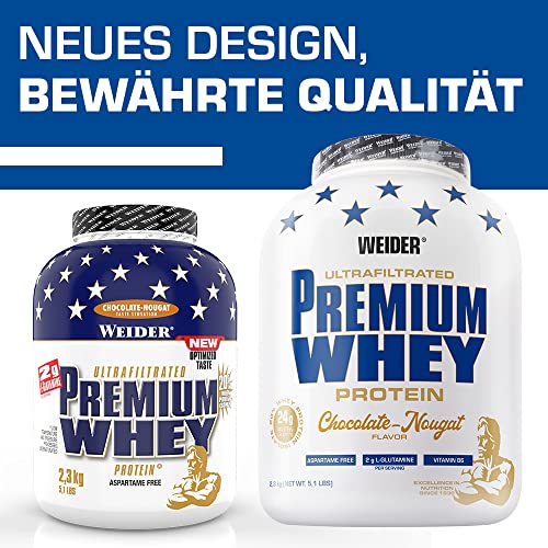 Weider Premium Whey, CFM, 2g de L-Glutamina por toma. Sabor Fresa-Vainilla - 2300 gr