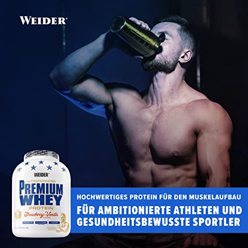 Weider Premium Whey, CFM, 2g de L-Glutamina por toma. Sabor Fresa-Vainilla - 2300 gr