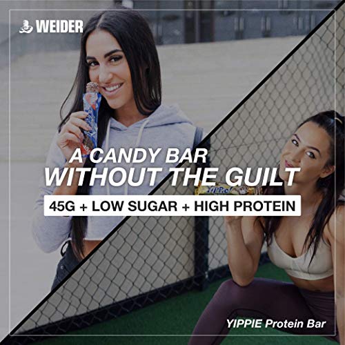 Weider Yippie Bar. Barrita de Proteína 36%. Bajo contenido en Carbohidratos y Azúcares. Sabor Brownie-Vainilla (12x45 g)