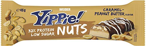 WEIDER Yippie! Nuts, Barrita de Proteína, Caramel-Peanut Butter (12 x 45 g)