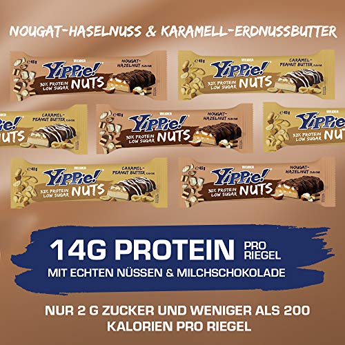 WEIDER Yippie! Nuts, Barrita de Proteína, Caramel-Peanut Butter (12 x 45 g)