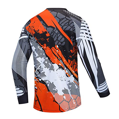 weimostar Maillot de ciclismo para hombre de bicicleta de montaña de motocross Jersey de manga larga MTB Camiseta Downhill Tops Deportes de carreras blusa naranja XXL