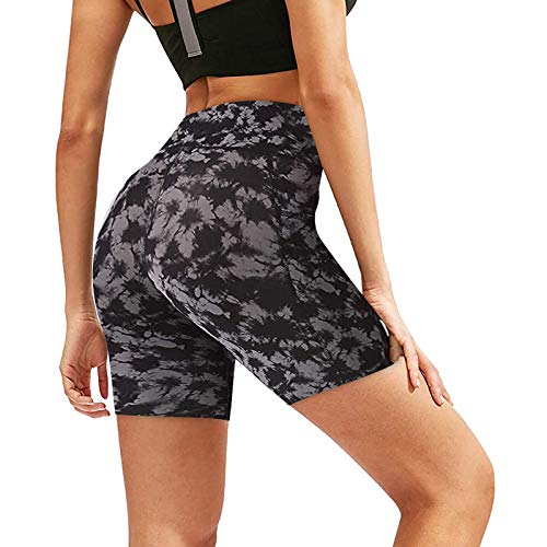 WELCO 2021 - Pantalones cortos de yoga para mujer, de cintura alta, para deporte, de secado rápido, pantalones cortos, adelgazantes, leggings de yoga Darkgray12 XL