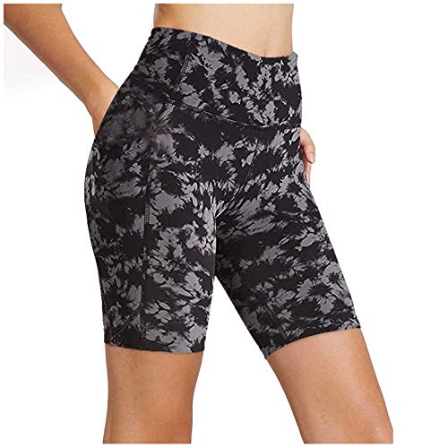 WELCO 2021 - Pantalones cortos de yoga para mujer, de cintura alta, para deporte, de secado rápido, pantalones cortos, adelgazantes, leggings de yoga Darkgray12 XL