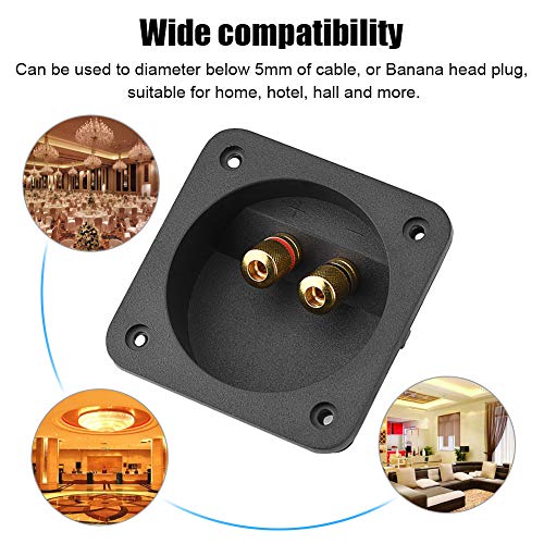 Wendry DIY 2-Way Speaker Box Terminal Cup, Speakers Terminal Box Shell 2 Copper Binding Post Wire Cable Connector Subwoofer Plug Componentes acústicos