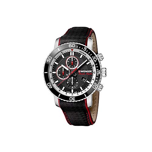 Wenger Hombre Roadster Black Night Chronograph - Reloj de Acero Inoxidable de Cuarzo analógico de fabricación Suiza 01.1843.105