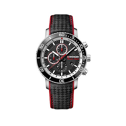 Wenger Hombre Roadster Black Night Chronograph - Reloj de Acero Inoxidable de Cuarzo analógico de fabricación Suiza 01.1843.105