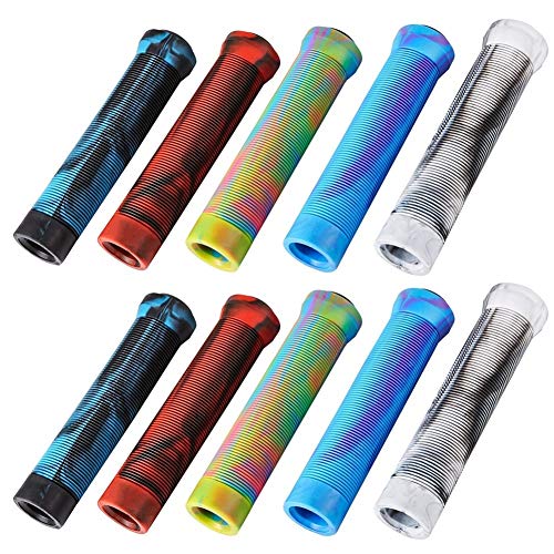 WENYOG PuñOs Bicicleta MontañA Stunt Vespa Grips Grips BMX Suave Bicicletas puños del Manillar Puños Antideslizante apretones de Bicicletas 07 (Color : Rainbow)