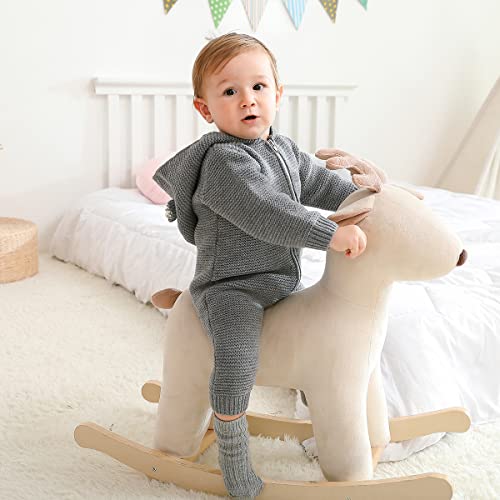 WeoTca Bebé Recién Nacido Niño Niña Mono de Punto con Capucha Cremallera Monos Traje de Abrigo Unisex Otoño Invierno Casual Monos