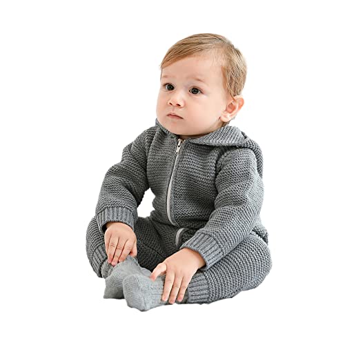 WeoTca Bebé Recién Nacido Niño Niña Mono de Punto con Capucha Cremallera Monos Traje de Abrigo Unisex Otoño Invierno Casual Monos