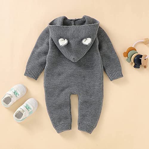 WeoTca Bebé Recién Nacido Niño Niña Mono de Punto con Capucha Cremallera Monos Traje de Abrigo Unisex Otoño Invierno Casual Monos